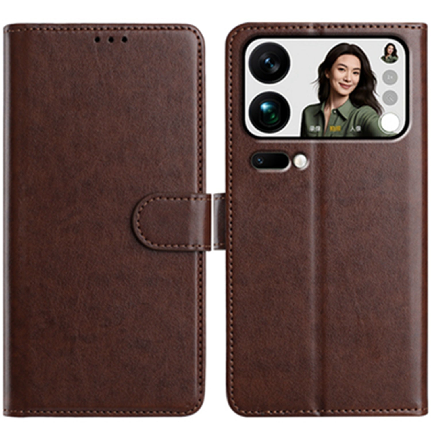 For Xiaomi 17 Pro Max Wallet Phone Case Stand PU Leather Folio Flip Cover with 8 Card Slot - Coffee