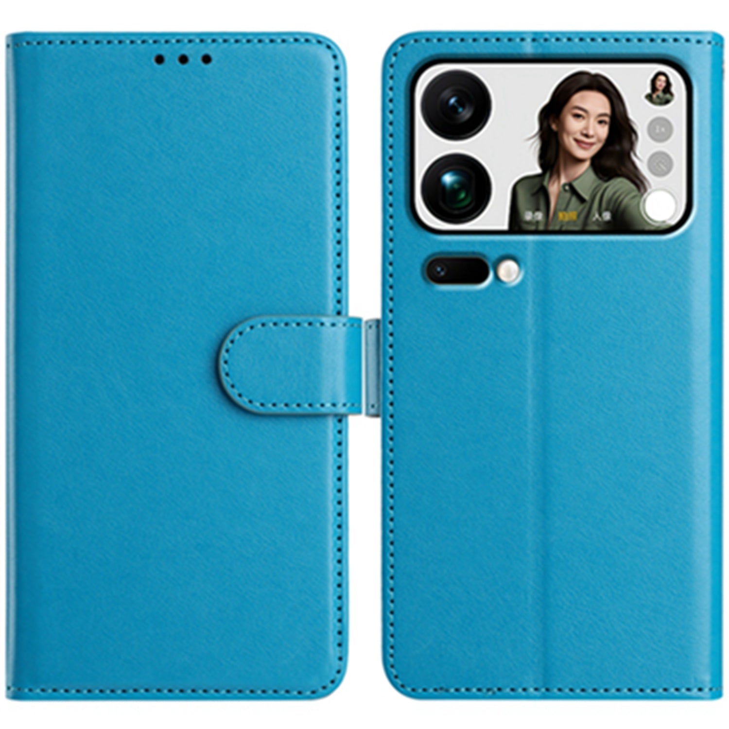 For Xiaomi 17 Pro Max Wallet Phone Case Stand PU Leather Folio Flip Cover with 8 Card Slot - Sky Blue