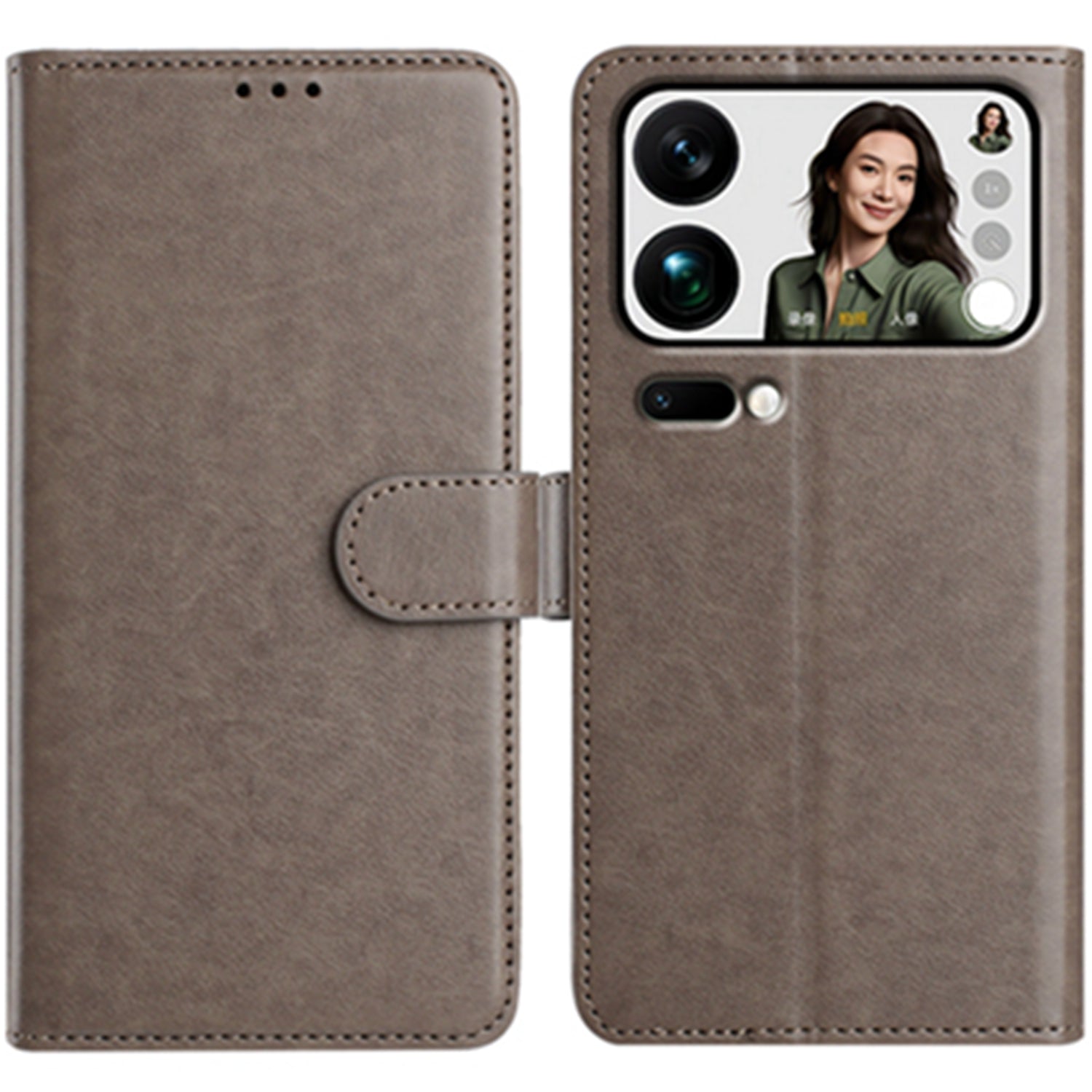For Xiaomi 17 Pro Max Wallet Phone Case Stand PU Leather Folio Flip Cover with 8 Card Slot - Grey