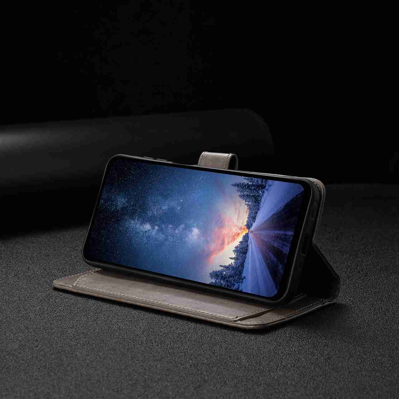 For Xiaomi 17 Pro Max Wallet Phone Case Stand PU Leather Folio Flip Cover with 8 Card Slot - Grey