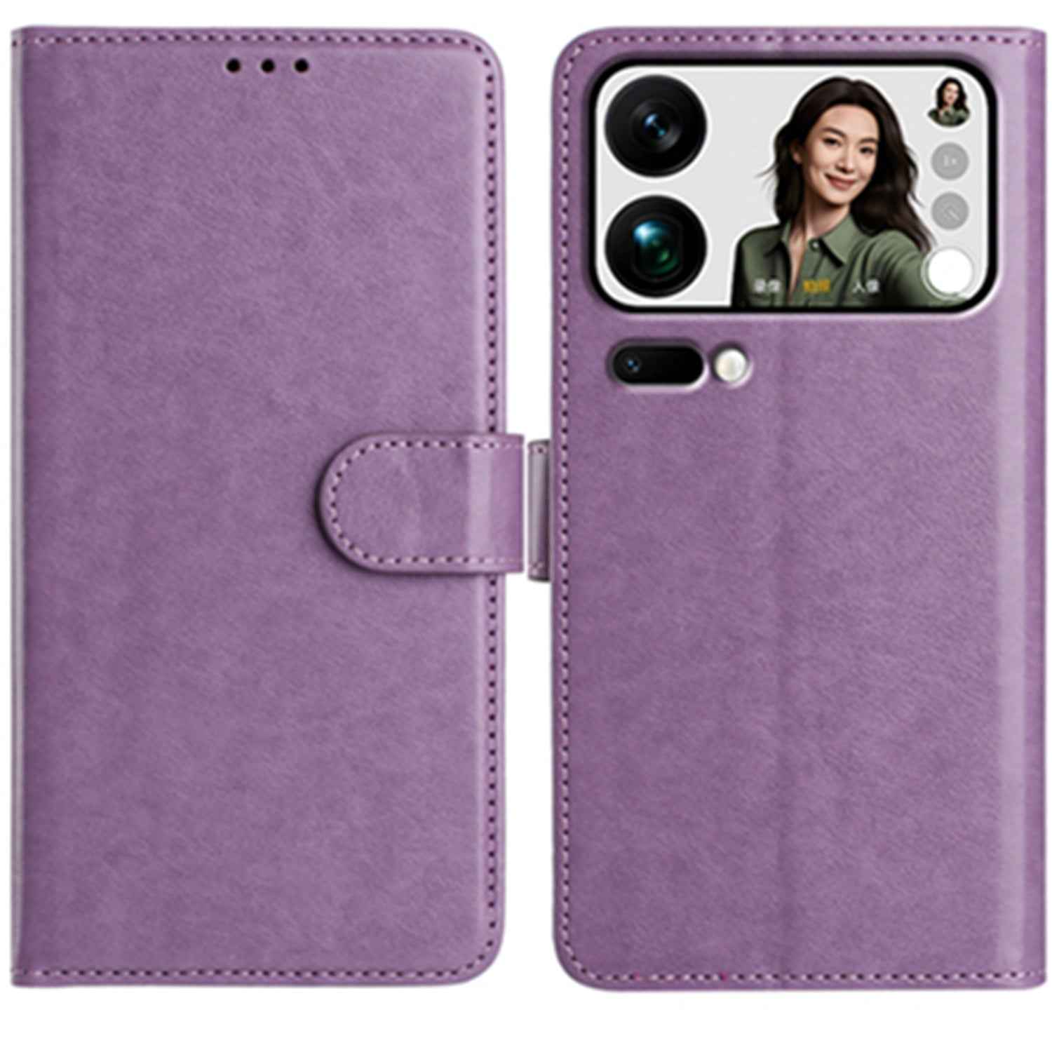 For Xiaomi 17 Pro Wallet Phone Case Stand PU Leather Folio Flip Cover with 8 Card Slot - Purple