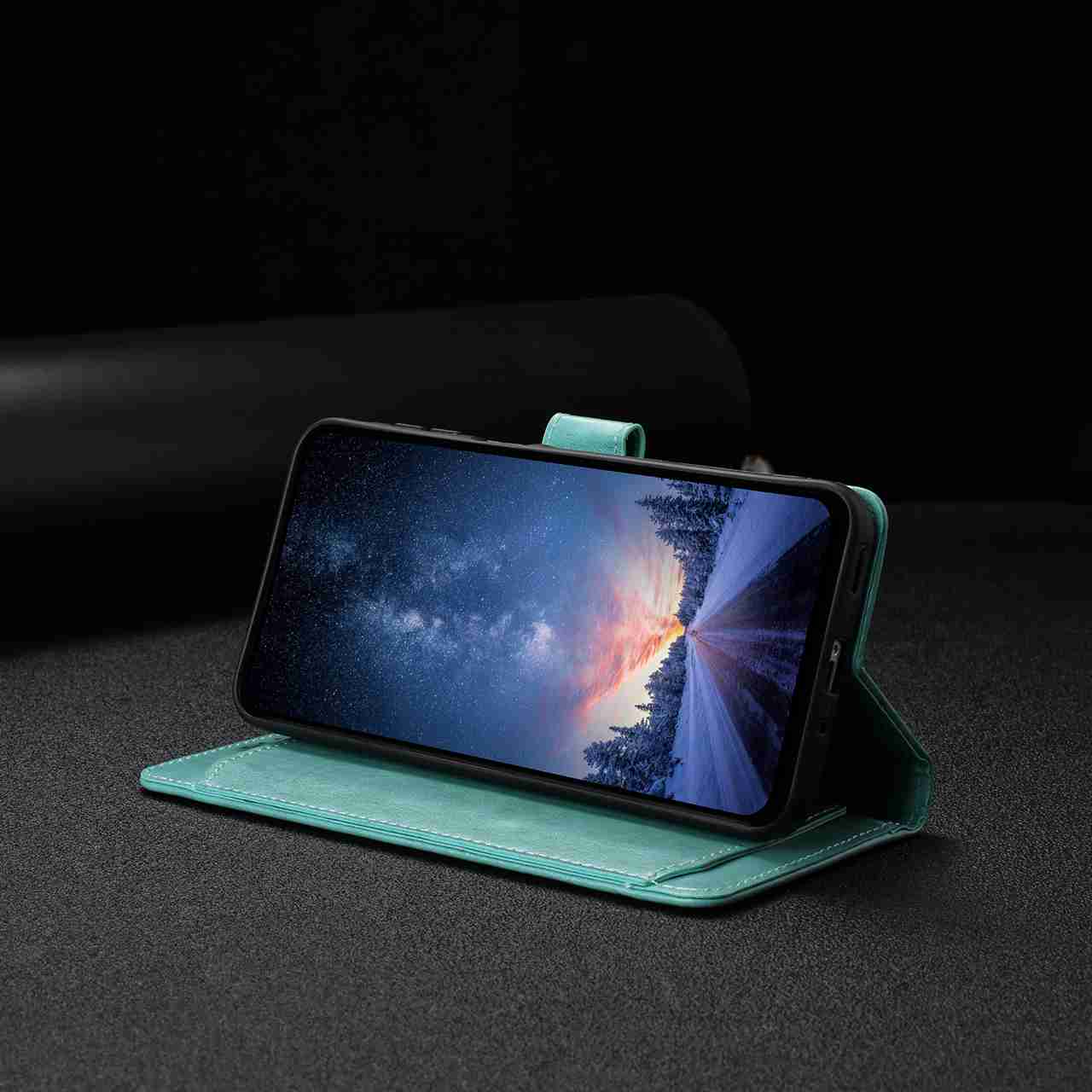 For Xiaomi 17 Pro Wallet Phone Case Stand PU Leather Folio Flip Cover with 8 Card Slot - Green