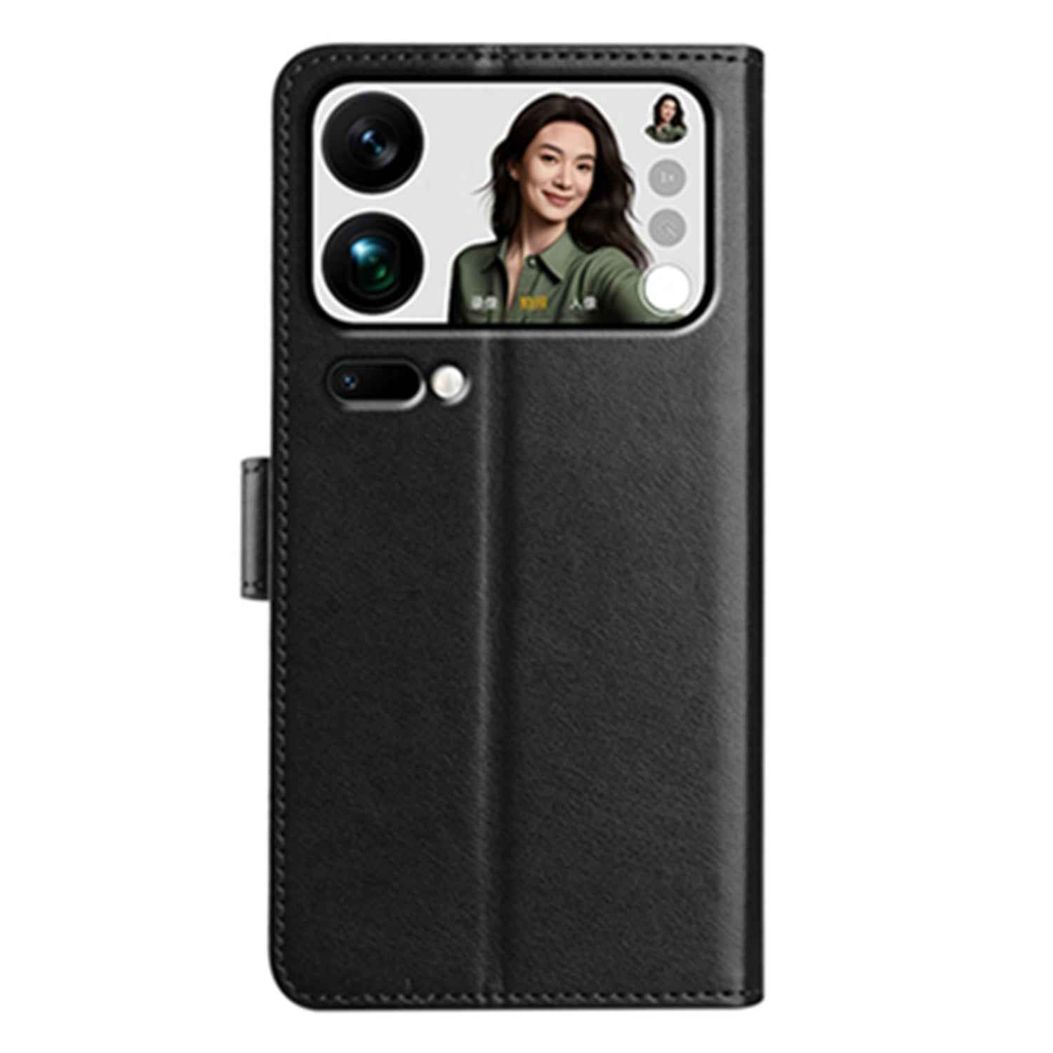 For Xiaomi 17 Pro Wallet Phone Case Stand PU Leather Folio Flip Cover with 8 Card Slot - Black