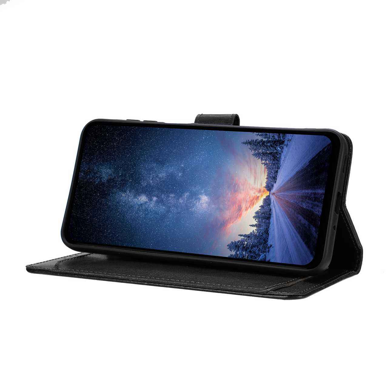 For Xiaomi 17 Pro Wallet Phone Case Stand PU Leather Folio Flip Cover with 8 Card Slot - Black
