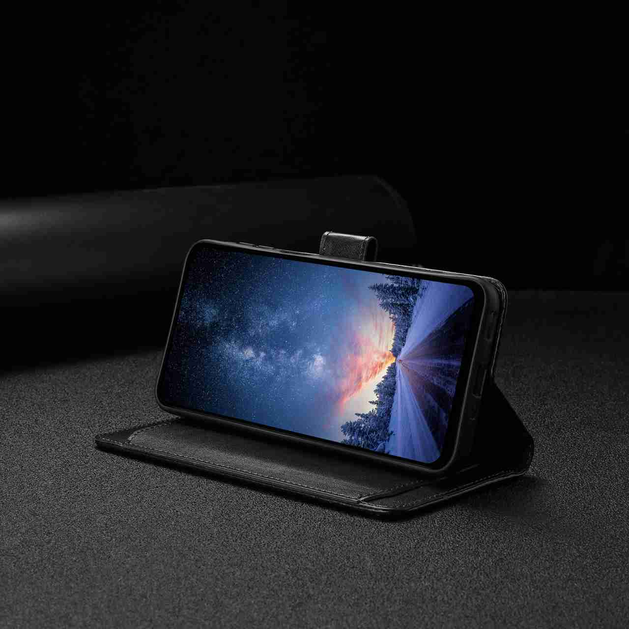For Xiaomi 17 Pro Wallet Phone Case Stand PU Leather Folio Flip Cover with 8 Card Slot - Black
