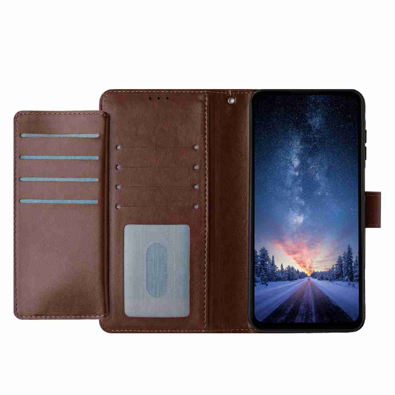 For Xiaomi 17 Pro Wallet Phone Case Stand PU Leather Folio Flip Cover with 8 Card Slot - Coffee