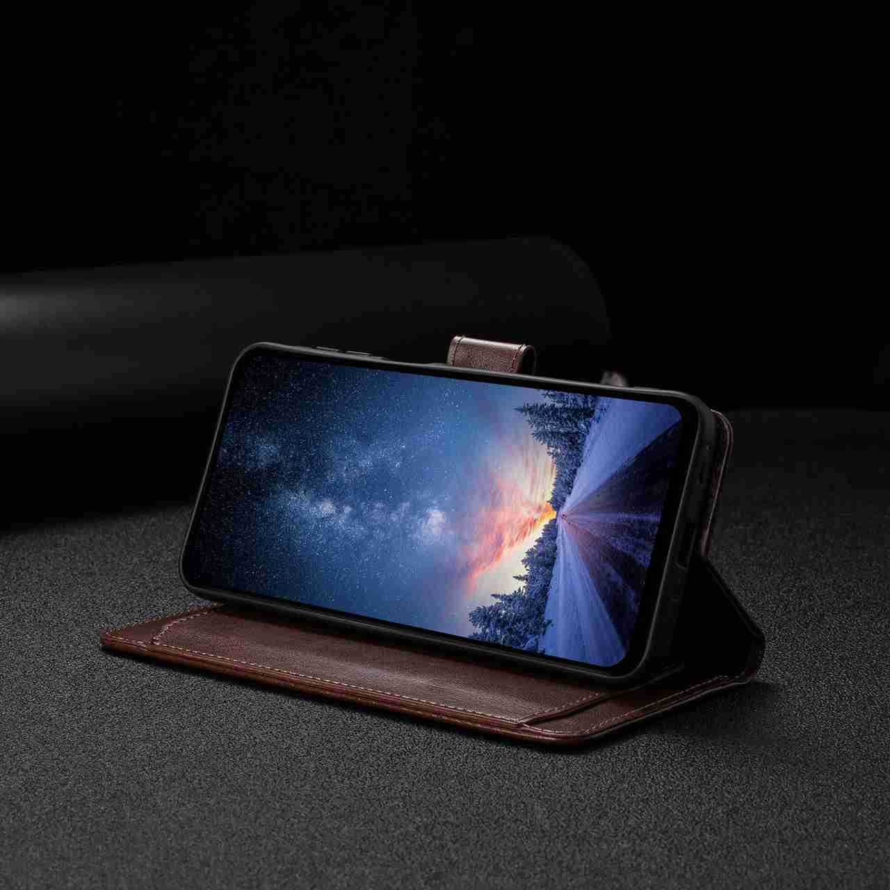 For Xiaomi 17 Pro Wallet Phone Case Stand PU Leather Folio Flip Cover with 8 Card Slot - Coffee