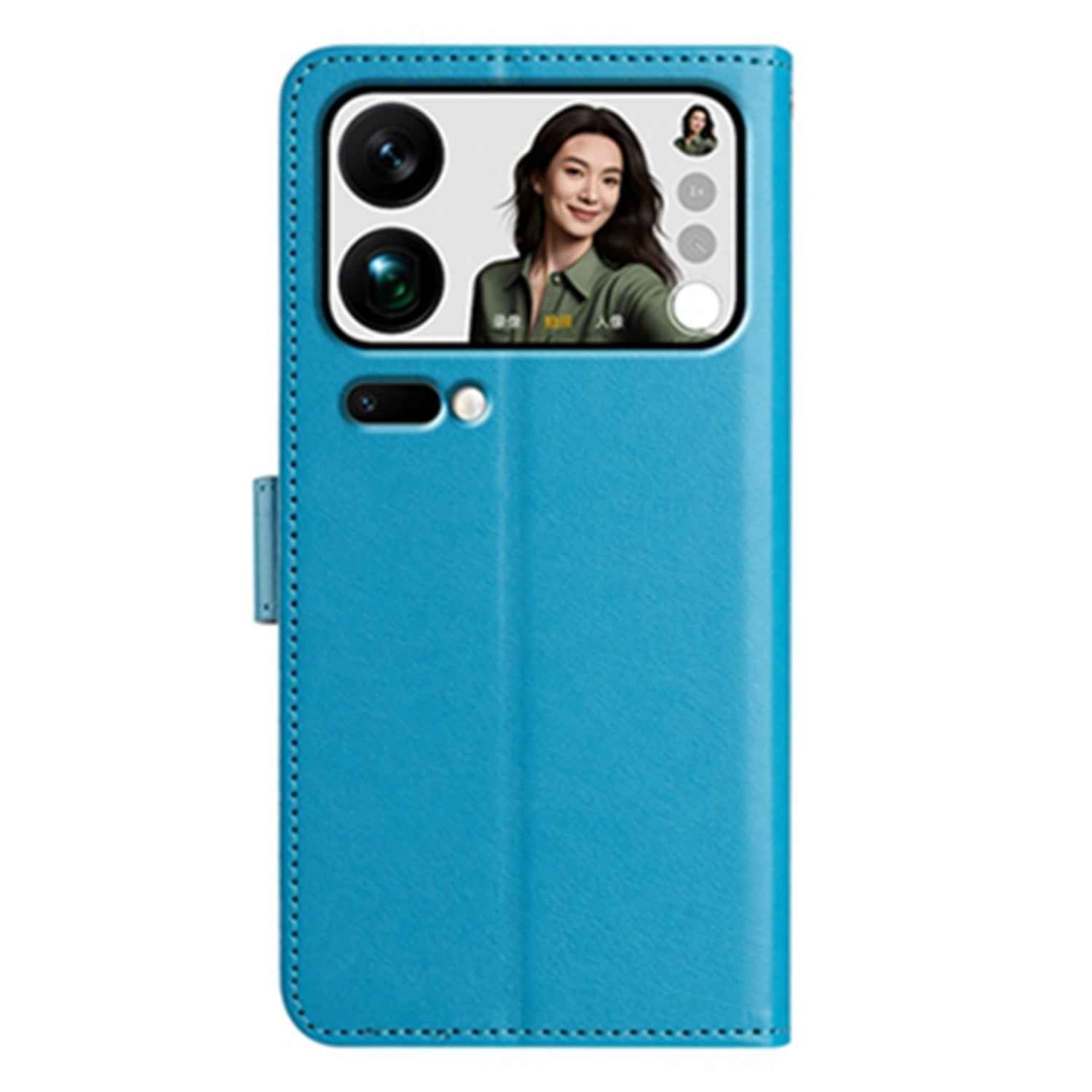For Xiaomi 17 Pro Wallet Phone Case Stand PU Leather Folio Flip Cover with 8 Card Slot - Sky Blue