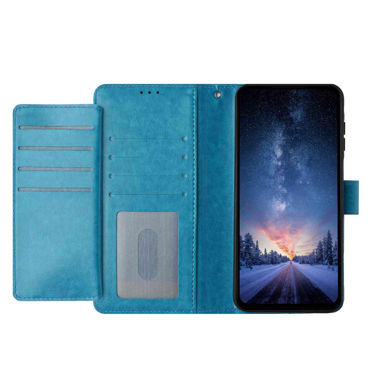 For Xiaomi 17 Pro Wallet Phone Case Stand PU Leather Folio Flip Cover with 8 Card Slot - Sky Blue