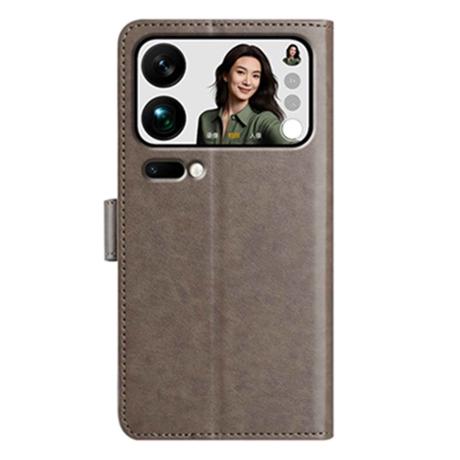 For Xiaomi 17 Pro Wallet Phone Case Stand PU Leather Folio Flip Cover with 8 Card Slot - Grey