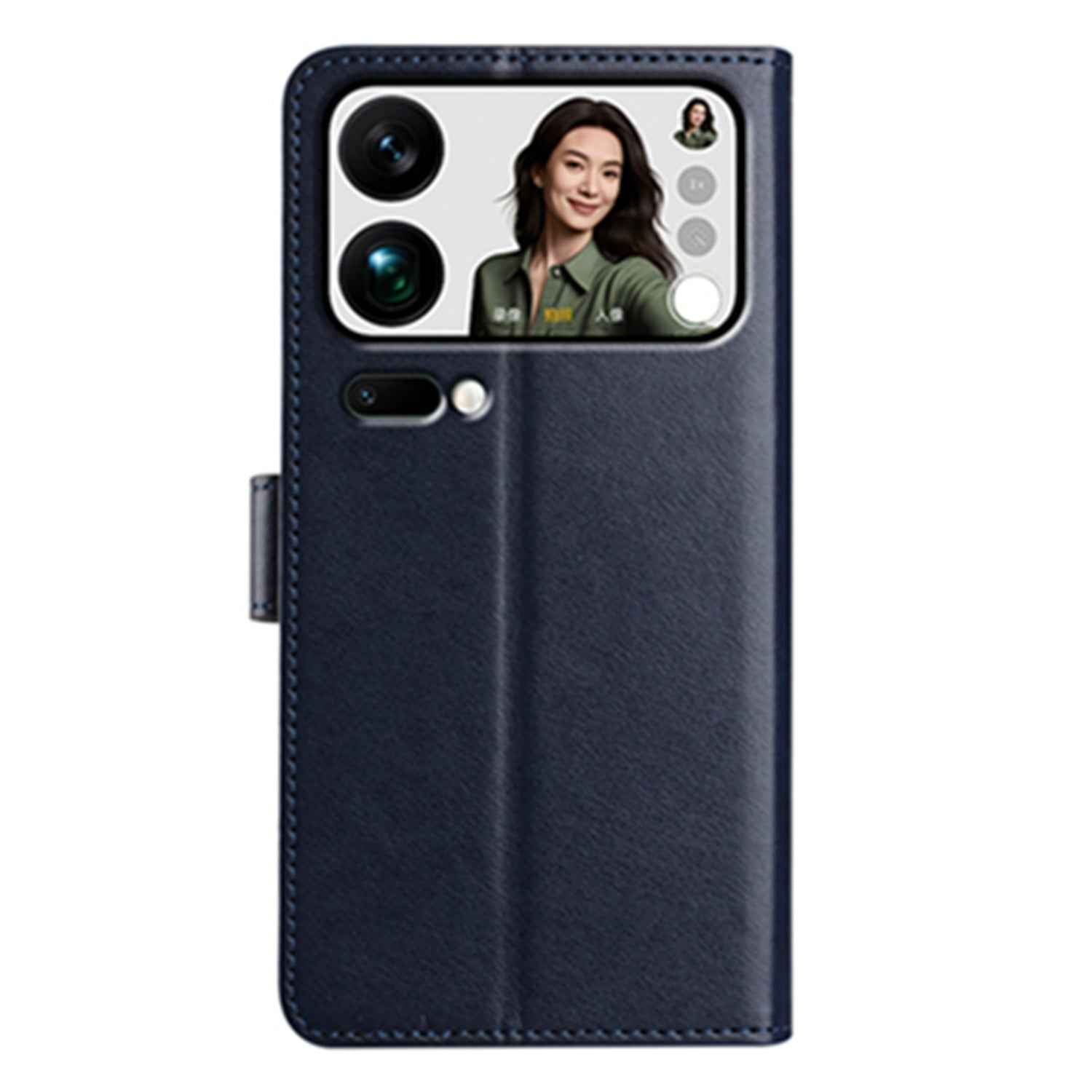 For Xiaomi 17 Pro Wallet Phone Case Stand PU Leather Folio Flip Cover with 8 Card Slot - Dark Blue