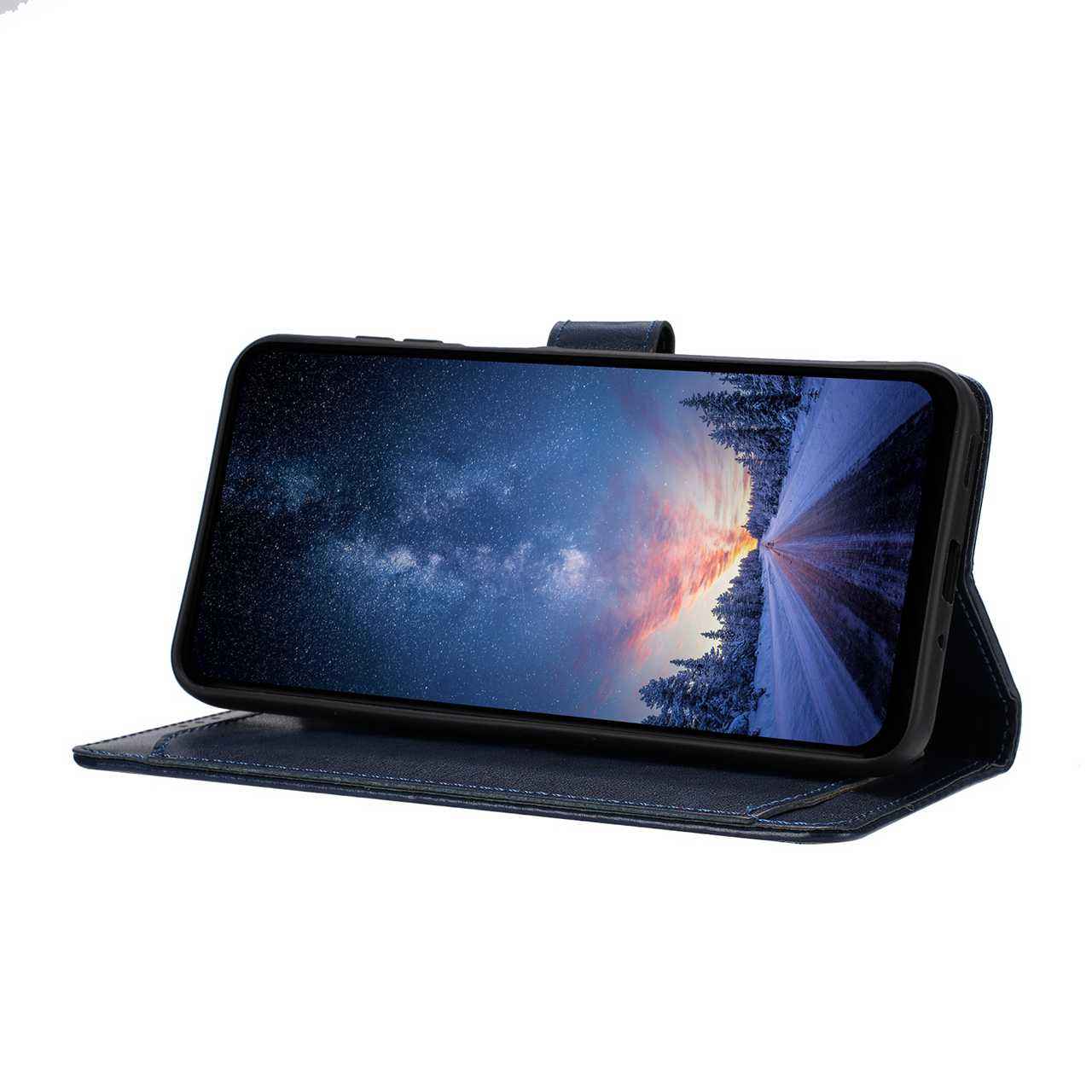 For Xiaomi 17 Pro Wallet Phone Case Stand PU Leather Folio Flip Cover with 8 Card Slot - Dark Blue