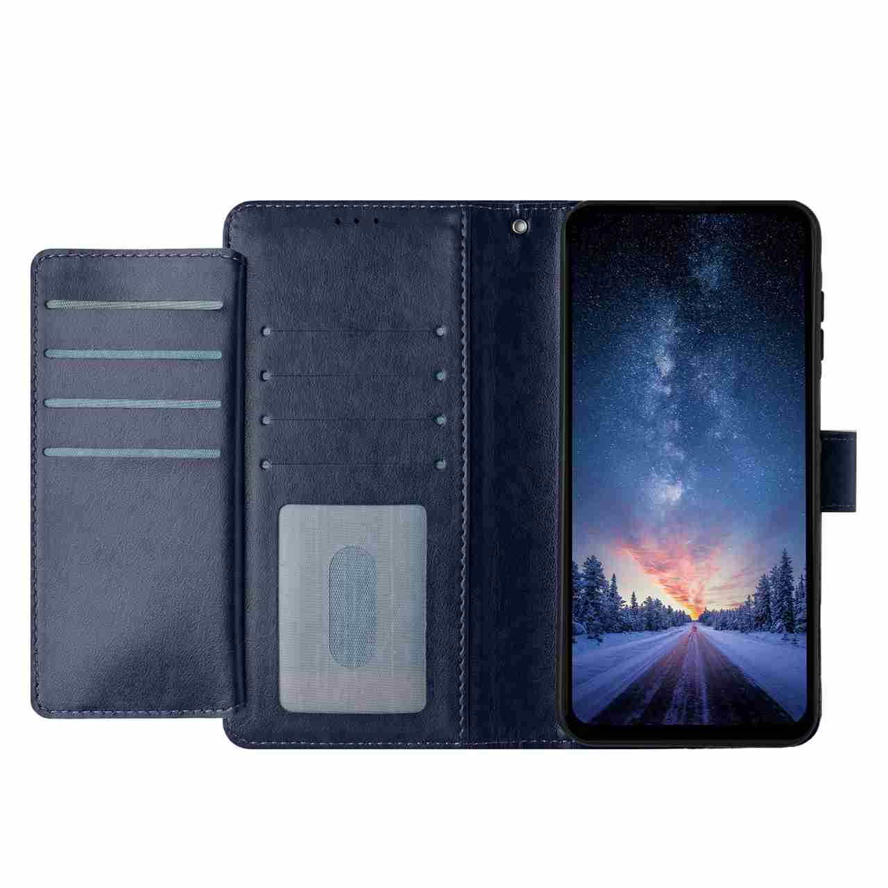 For Xiaomi 17 Pro Wallet Phone Case Stand PU Leather Folio Flip Cover with 8 Card Slot - Dark Blue