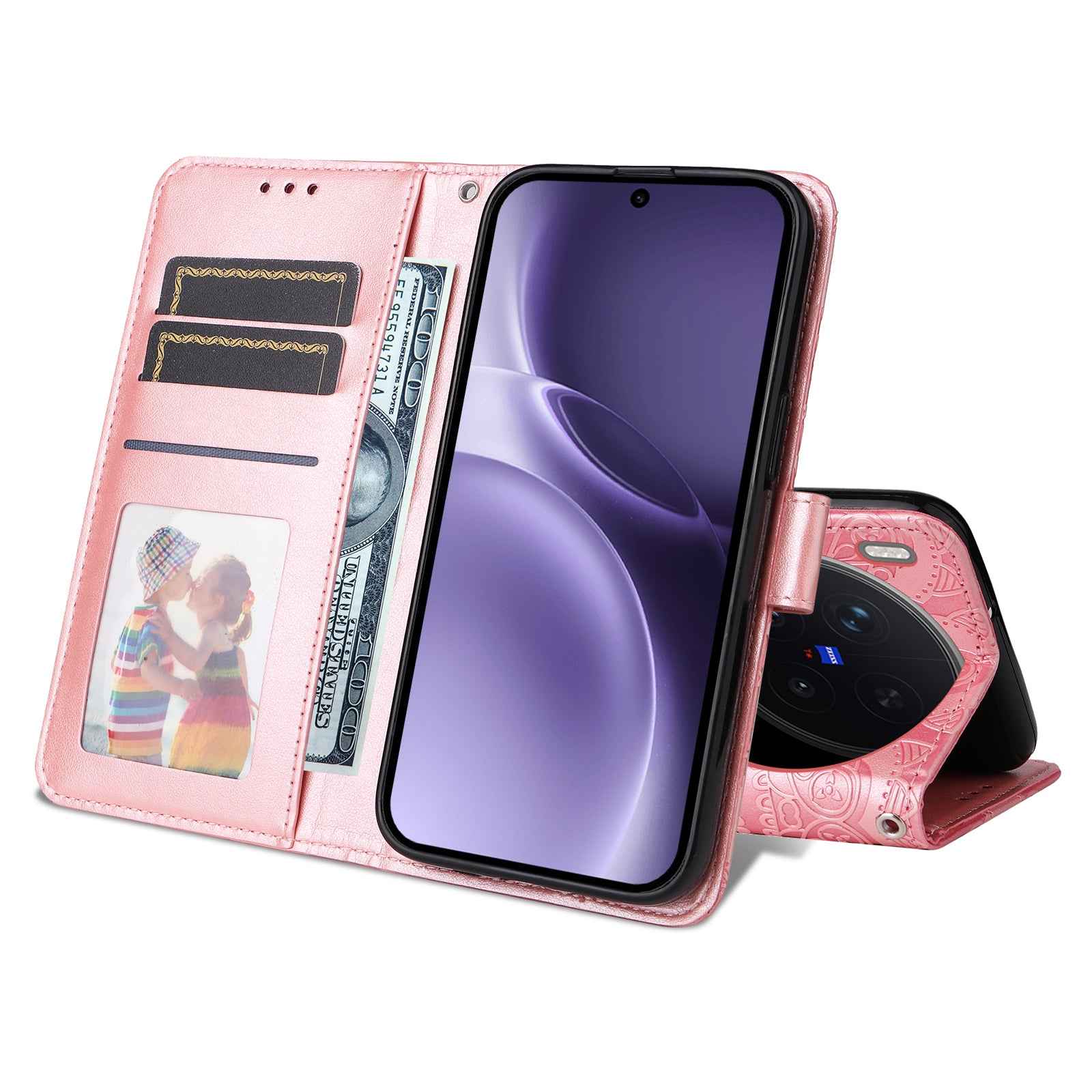 For vivo X300 Pro 5G Case Sunflower Imprint Leather Wallet Phone Cover - Pink