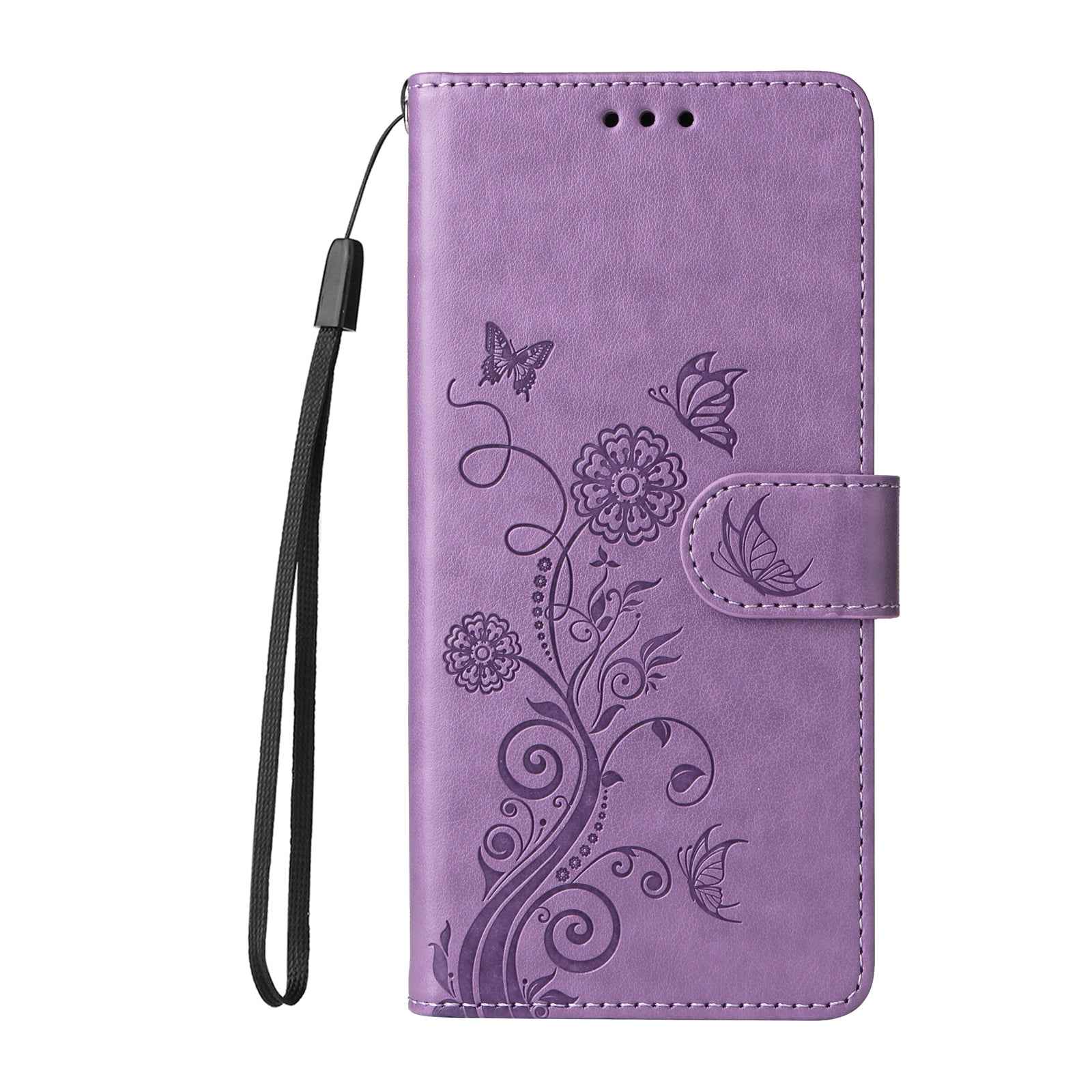 For vivo X300 Pro 5G Leather Case Butterfly Floral Imprint Wallet Stand Cover - Purple