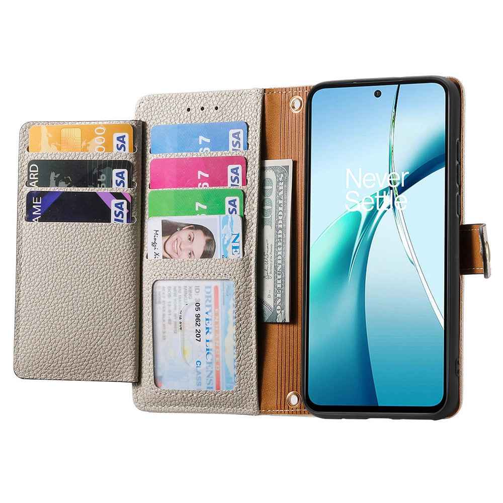 For Xiaomi 17 Pro Case RFID Blocking Zipper Pocket Leather Wallet Phone Cover with Strap - Grey