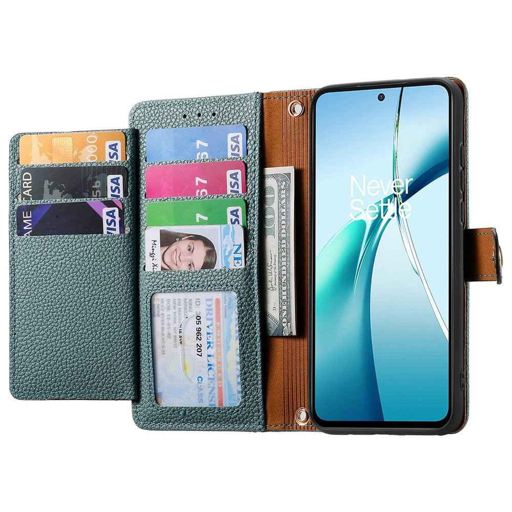 For Xiaomi 17 Pro Case RFID Blocking Zipper Pocket Leather Wallet Phone Cover with Strap - Green