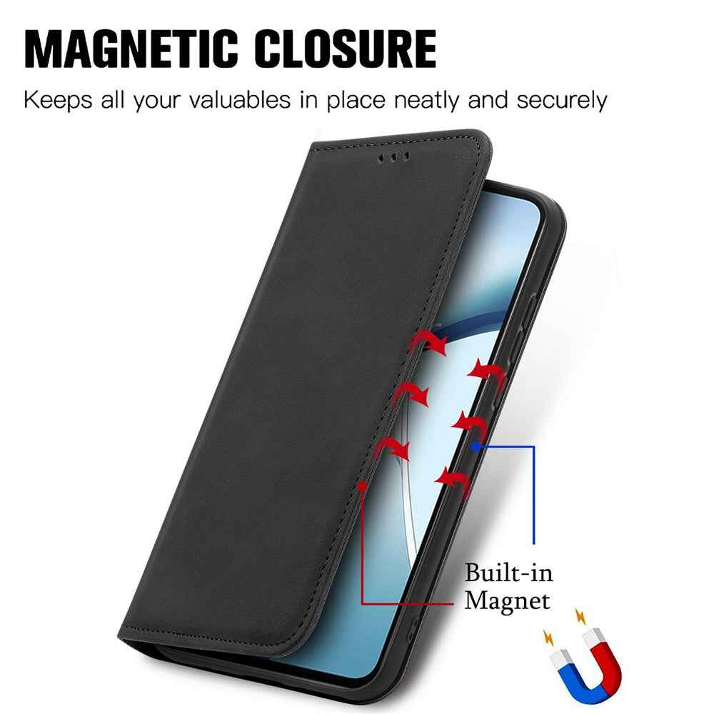 For Xiaomi 17 Pro Leather Case with Card Holder Magnetic Absorption Phone Cover - Black
