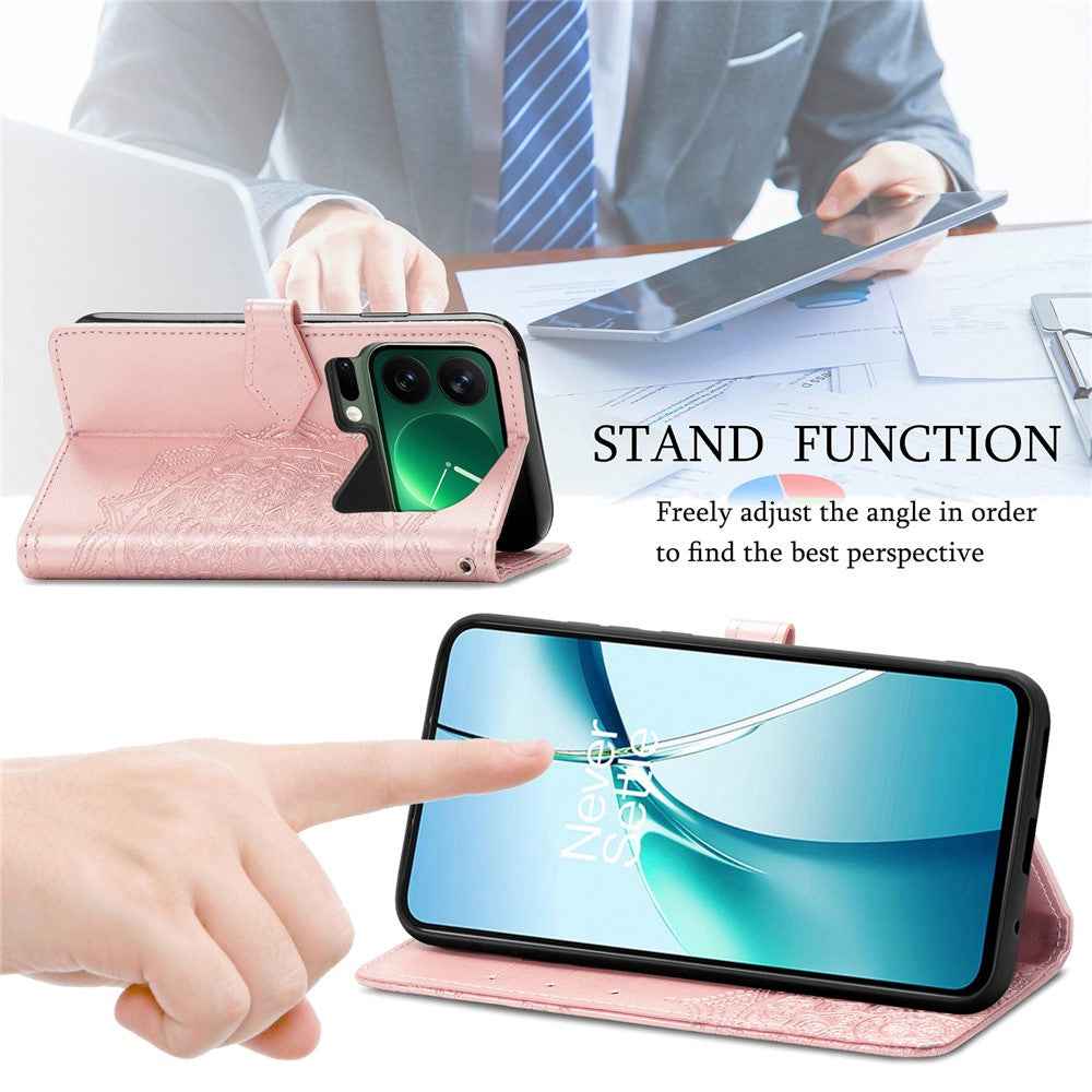 For Xiaomi 17 Pro Case Wallet Mandala Flower Leather Phone Cover Stand View - Rose Gold