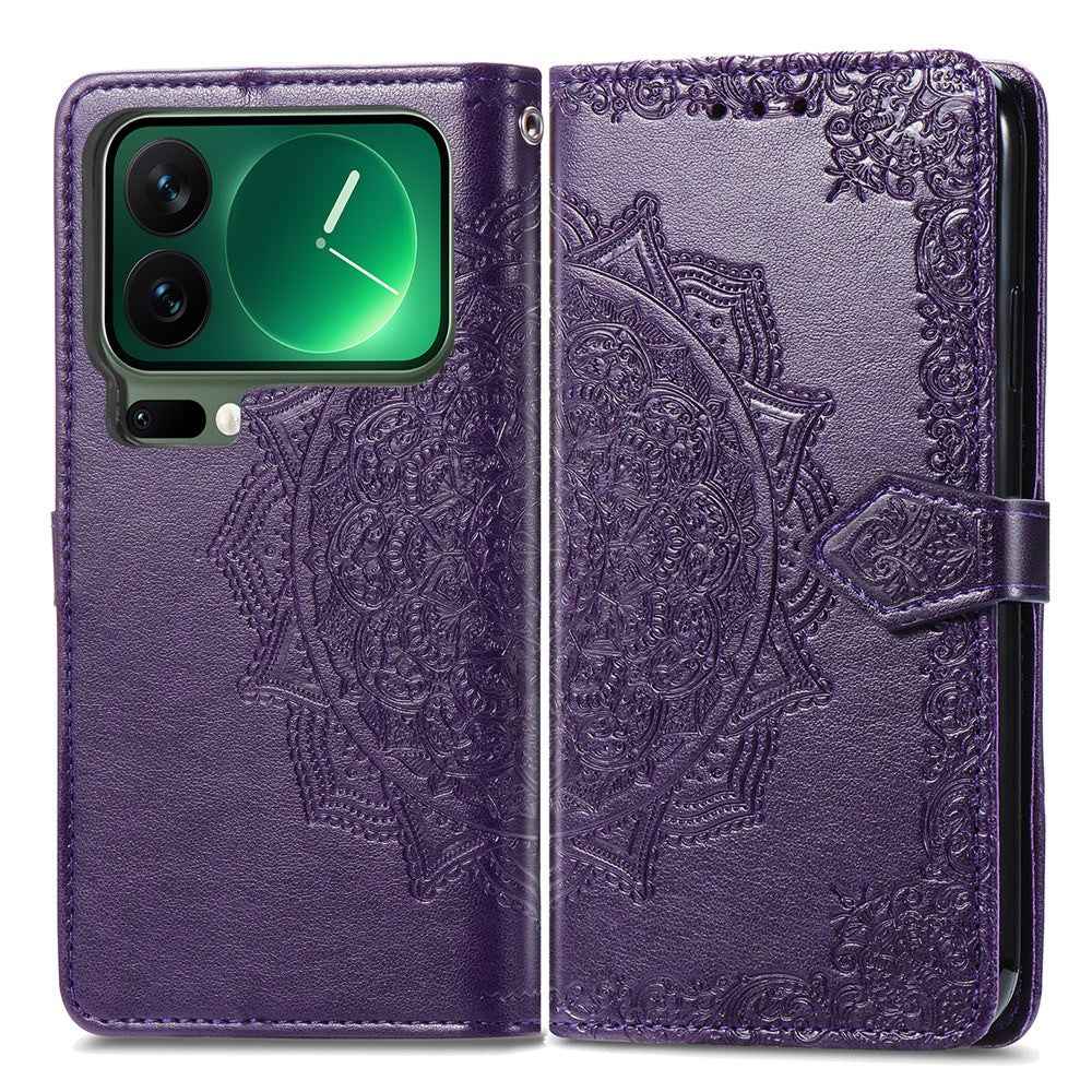 For Xiaomi 17 Pro Case Wallet Mandala Flower Leather Phone Cover Stand View - Purple