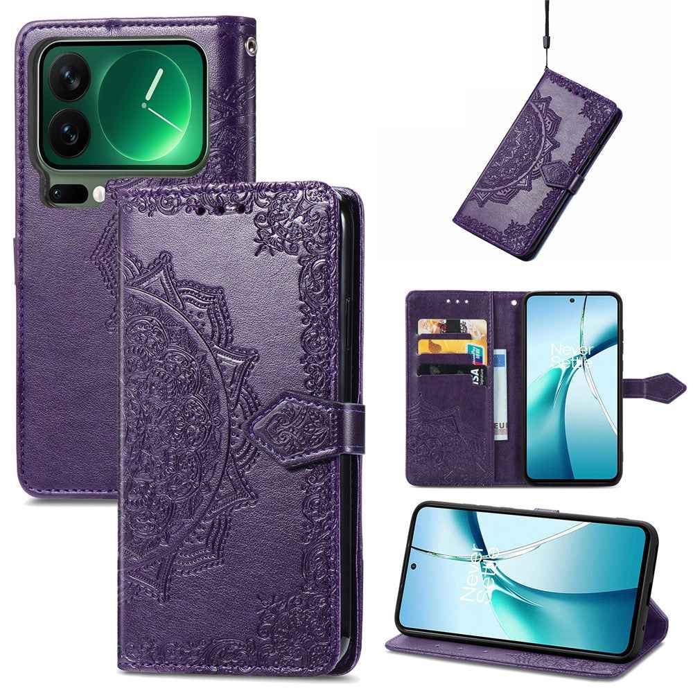 For Xiaomi 17 Pro Case Wallet Mandala Flower Leather Phone Cover Stand View - Purple