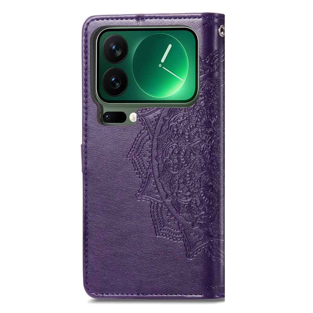 For Xiaomi 17 Pro Case Wallet Mandala Flower Leather Phone Cover Stand View - Purple