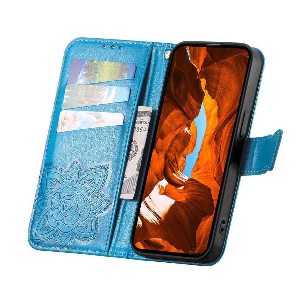 For Xiaomi 17 Pro Case with Strap Butterfly Pattern PU Leather Wallet Phone Cover - Blue