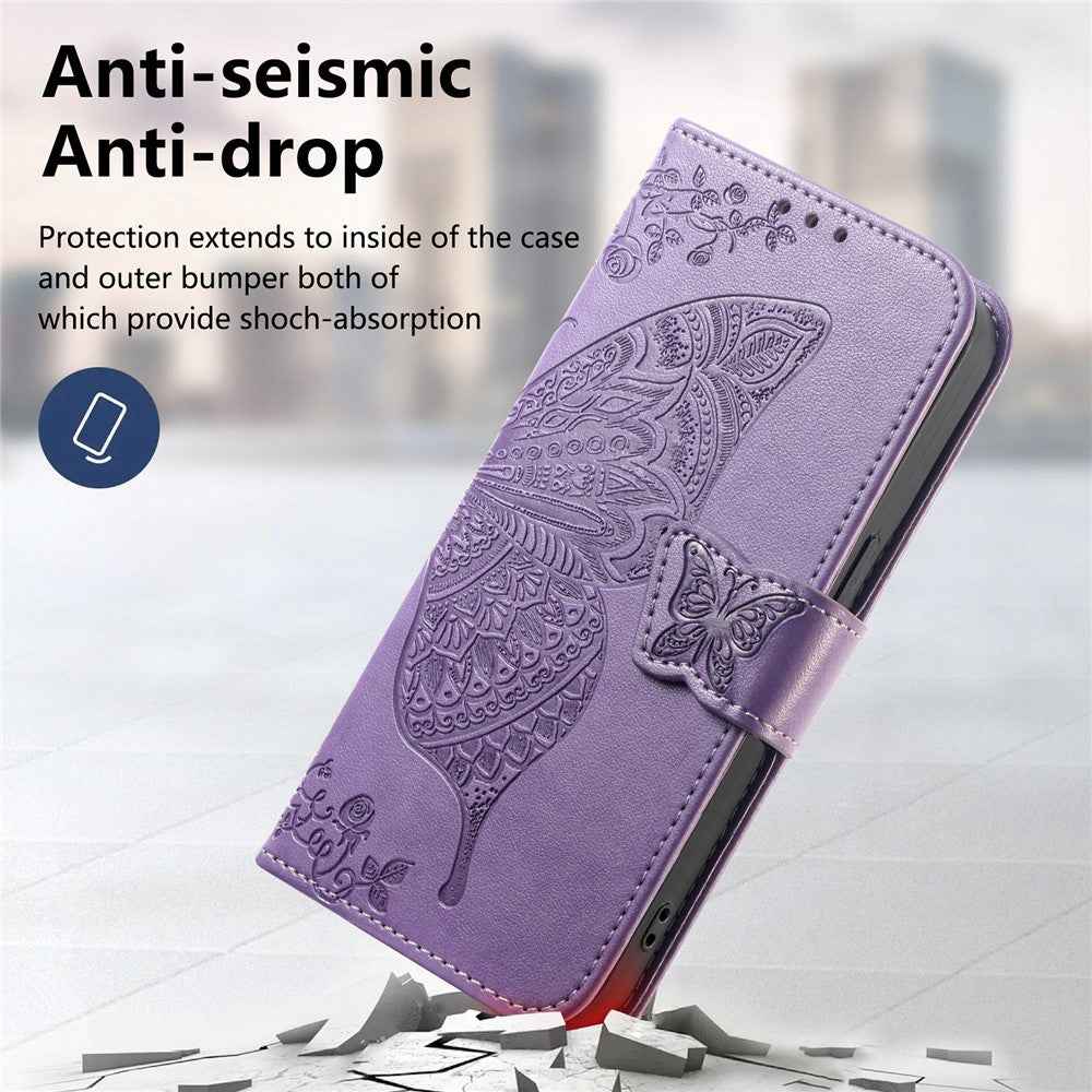 For Xiaomi 17 Pro Case with Strap Butterfly Pattern PU Leather Wallet Phone Cover - Light Purple