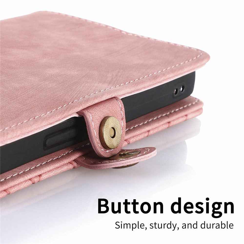 For Xiaomi 17 Pro Case Zipper Wallet Geometry Lines Leather Phone Cover with Strap - Pink
