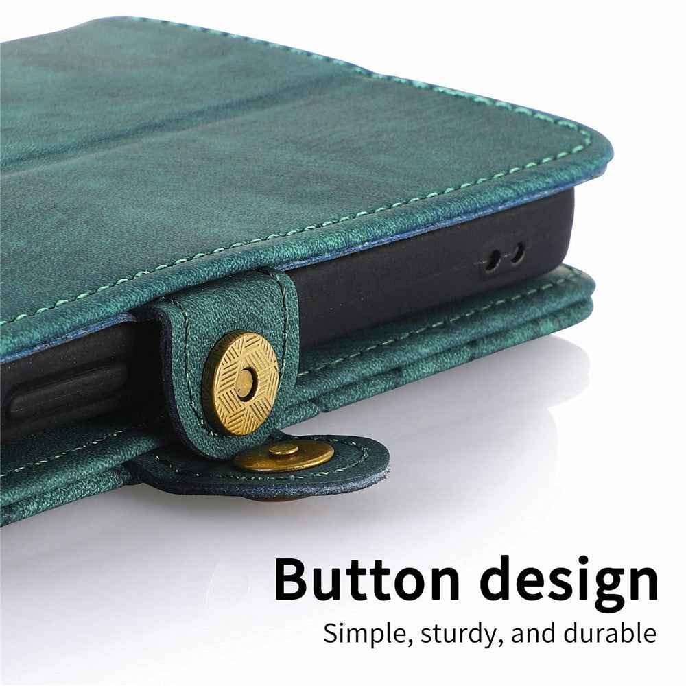 For Xiaomi 17 Pro Case Zipper Wallet Geometry Lines Leather Phone Cover with Strap - Green