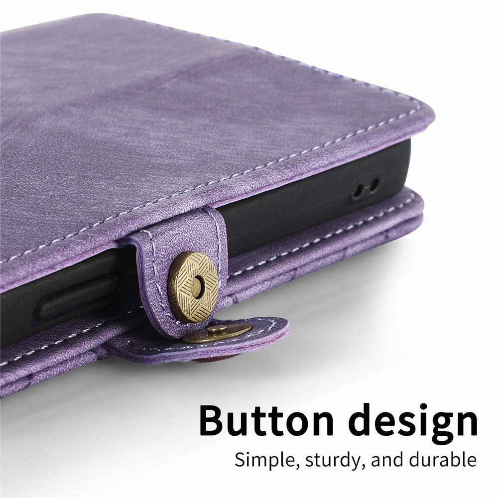 For Xiaomi 17 Pro Case Zipper Wallet Geometry Lines Leather Phone Cover with Strap - Light Purple
