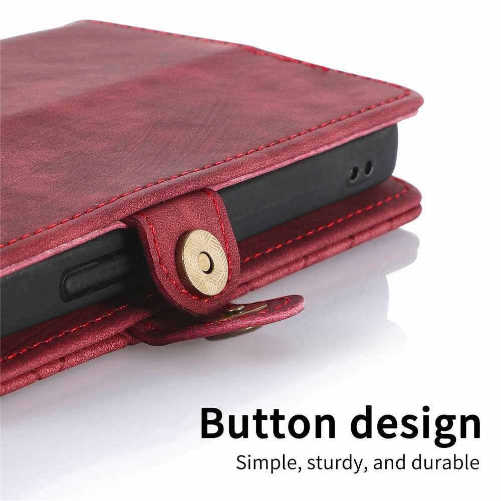 For Xiaomi 17 Pro Case Zipper Wallet Geometry Lines Leather Phone Cover with Strap - Red