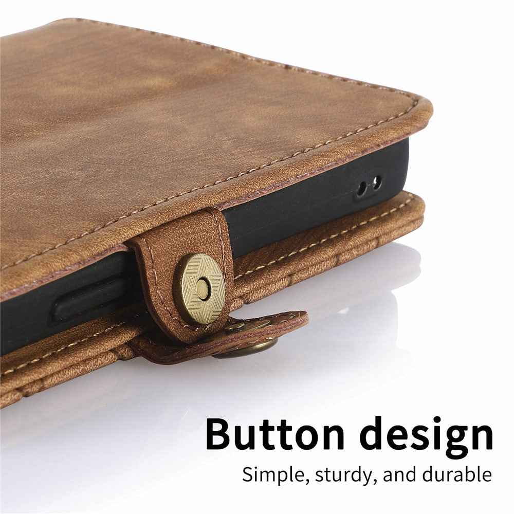 For Xiaomi 17 Pro Case Zipper Wallet Geometry Lines Leather Phone Cover with Strap - Brown
