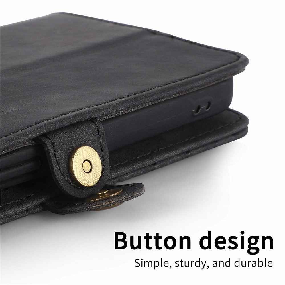 For Xiaomi 17 Pro Case Zipper Wallet Geometry Lines Leather Phone Cover with Strap - Black