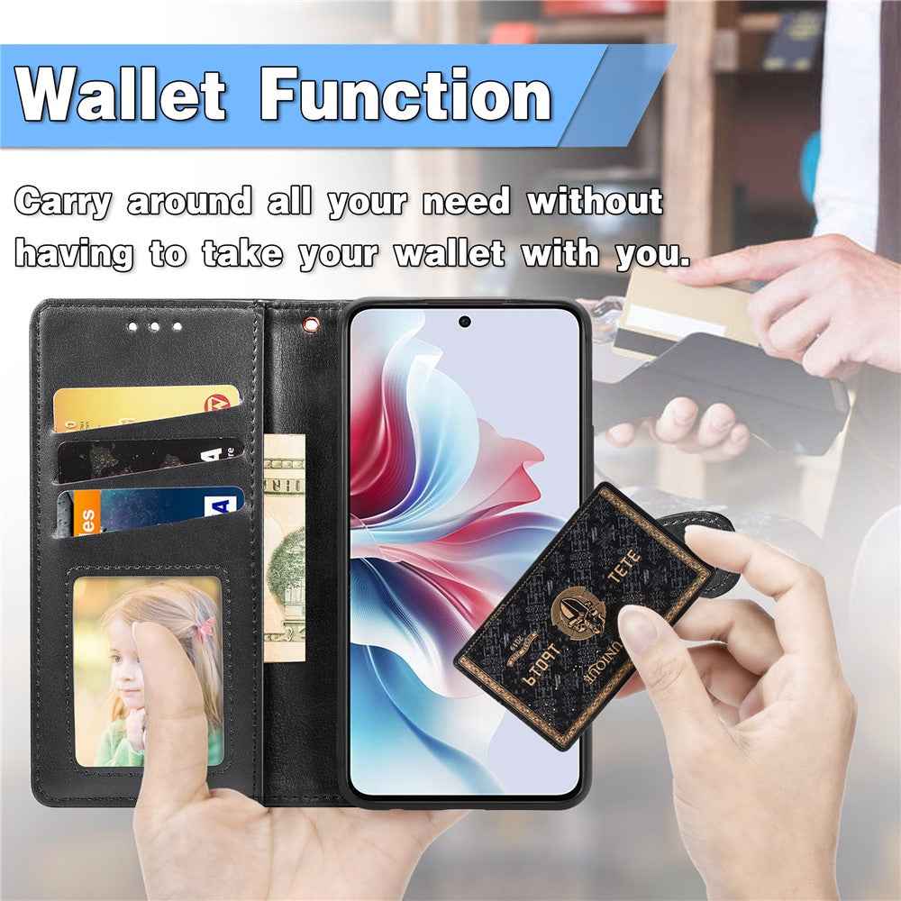 For Xiaomi 17 Pro Case Wallet Stand Leather Phone Cover with Wrist Strap - Black