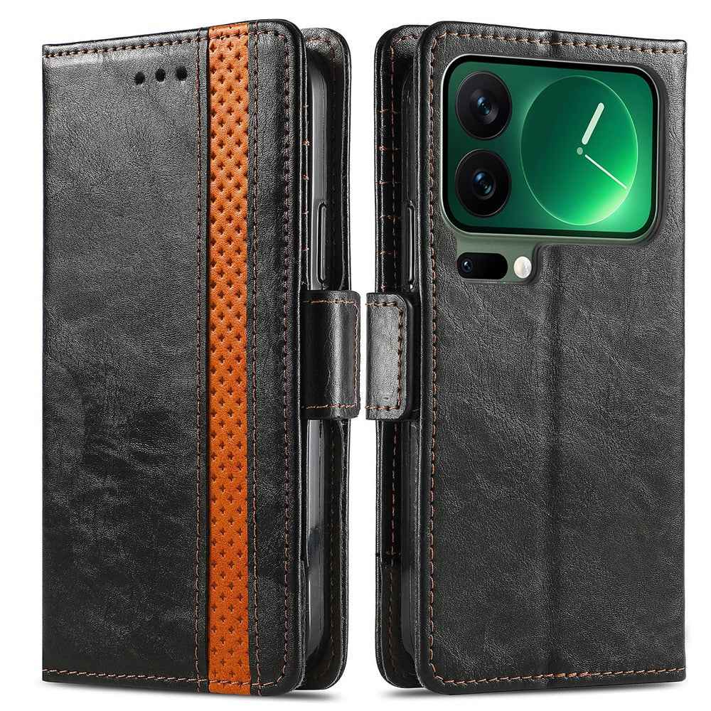 CASENEO For Xiaomi 17 Pro Phone Case PU Leather Cover Stand with RFID Blocking Wallet - Black