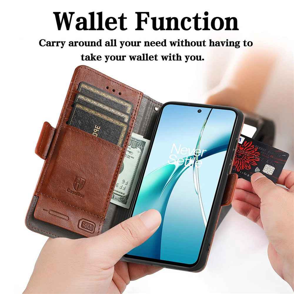 CASENEO For Xiaomi 17 Pro Phone Case PU Leather Cover Stand with RFID Blocking Wallet - Dark Brown