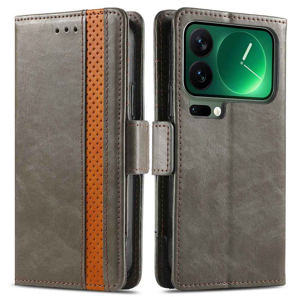 CASENEO For Xiaomi 17 Pro Phone Case PU Leather Cover Stand with RFID Blocking Wallet - Grey