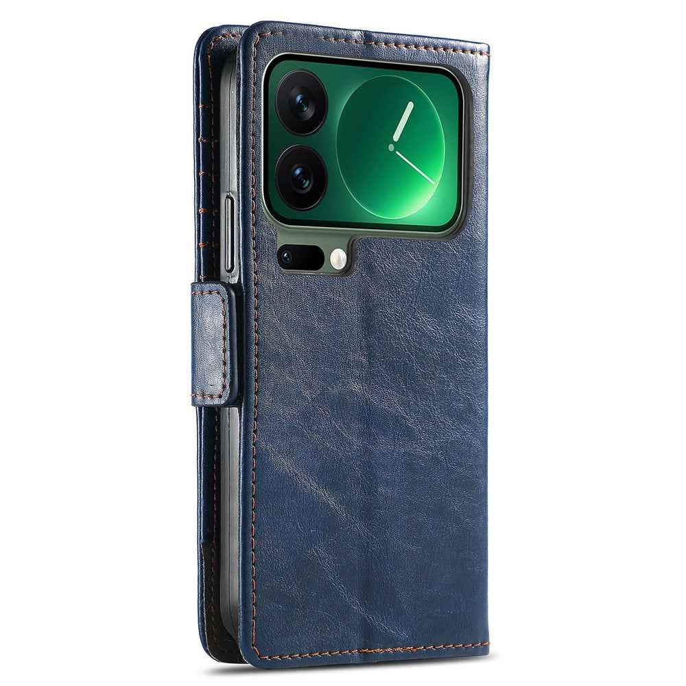 CASENEO For Xiaomi 17 Pro Phone Case PU Leather Cover Stand with RFID Blocking Wallet - Dark Blue