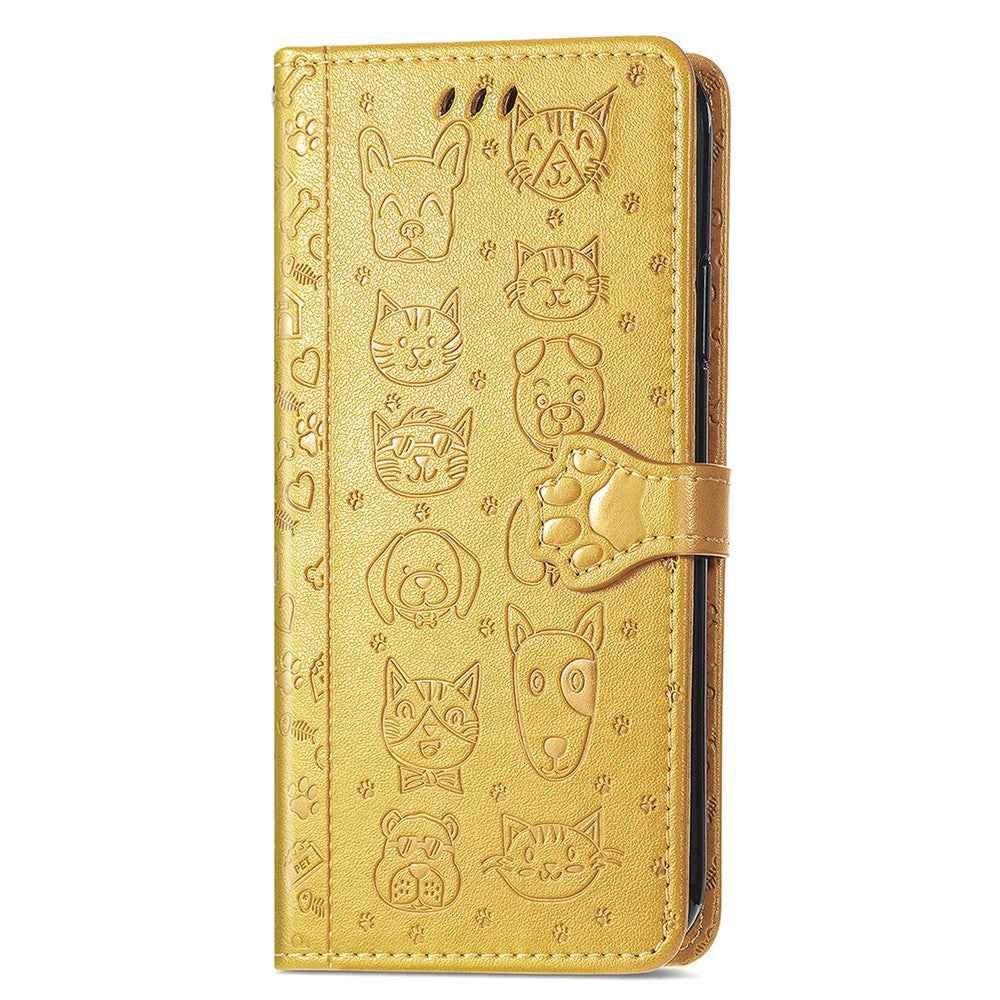 For Xiaomi 17 Pro Case Flip Wallet Leather Phone Cover with Cute Cat Dog Pattern - Yellow