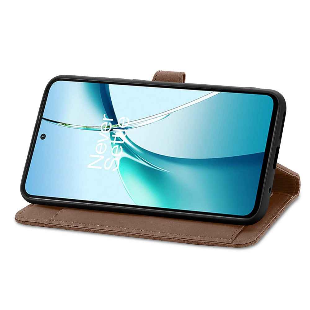 For Xiaomi 17 Pro Zipper Wallet Case with Strap Flower Imprint PU Leather Phone Cover - Brown