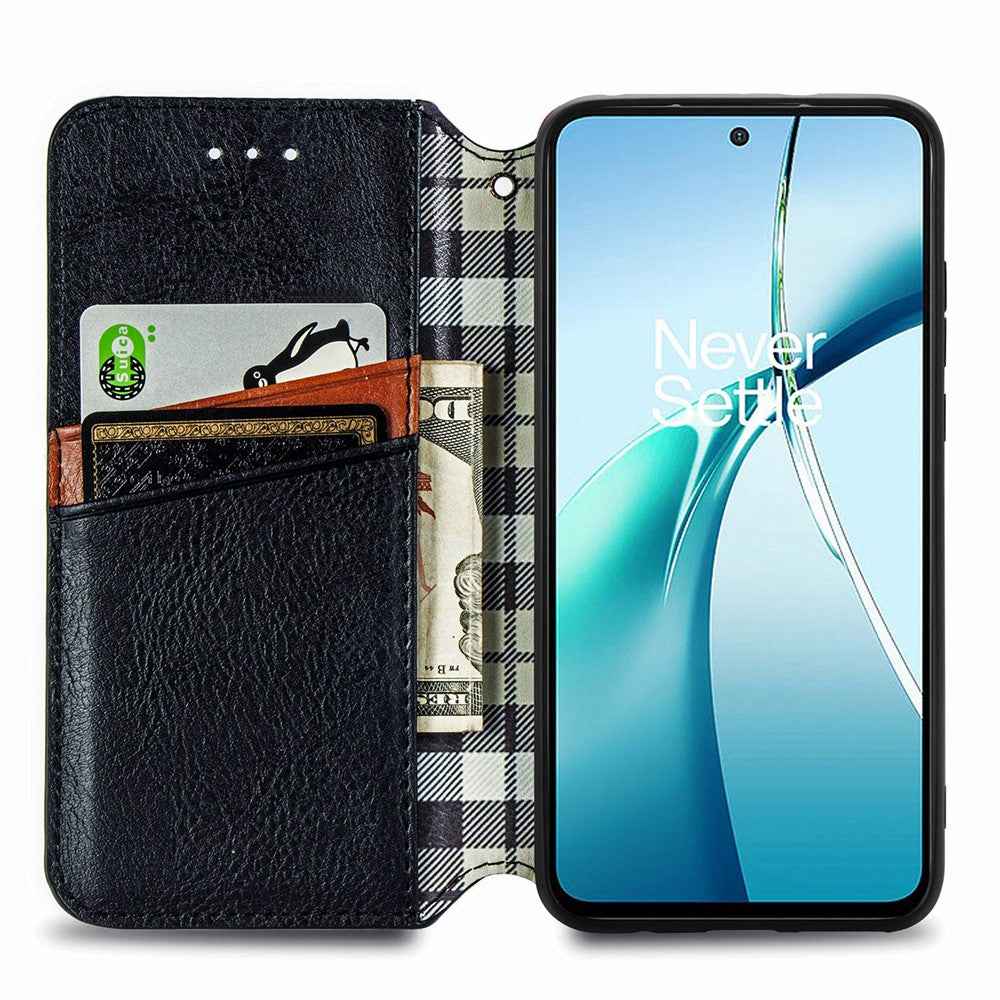 For Xiaomi 17 Pro Case Rhombus Imprint PU Leather Wallet Phone Cover - Black
