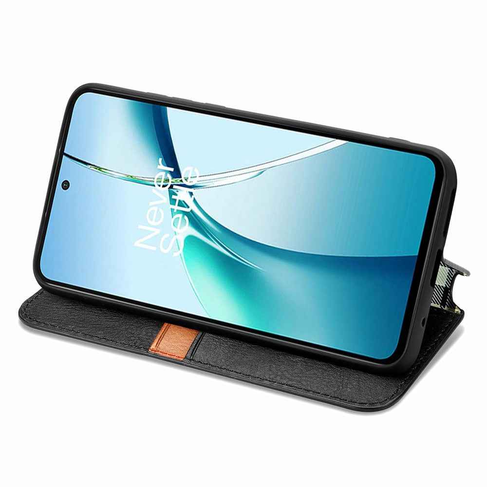 For Xiaomi 17 Pro Case Rhombus Imprint PU Leather Wallet Phone Cover - Black