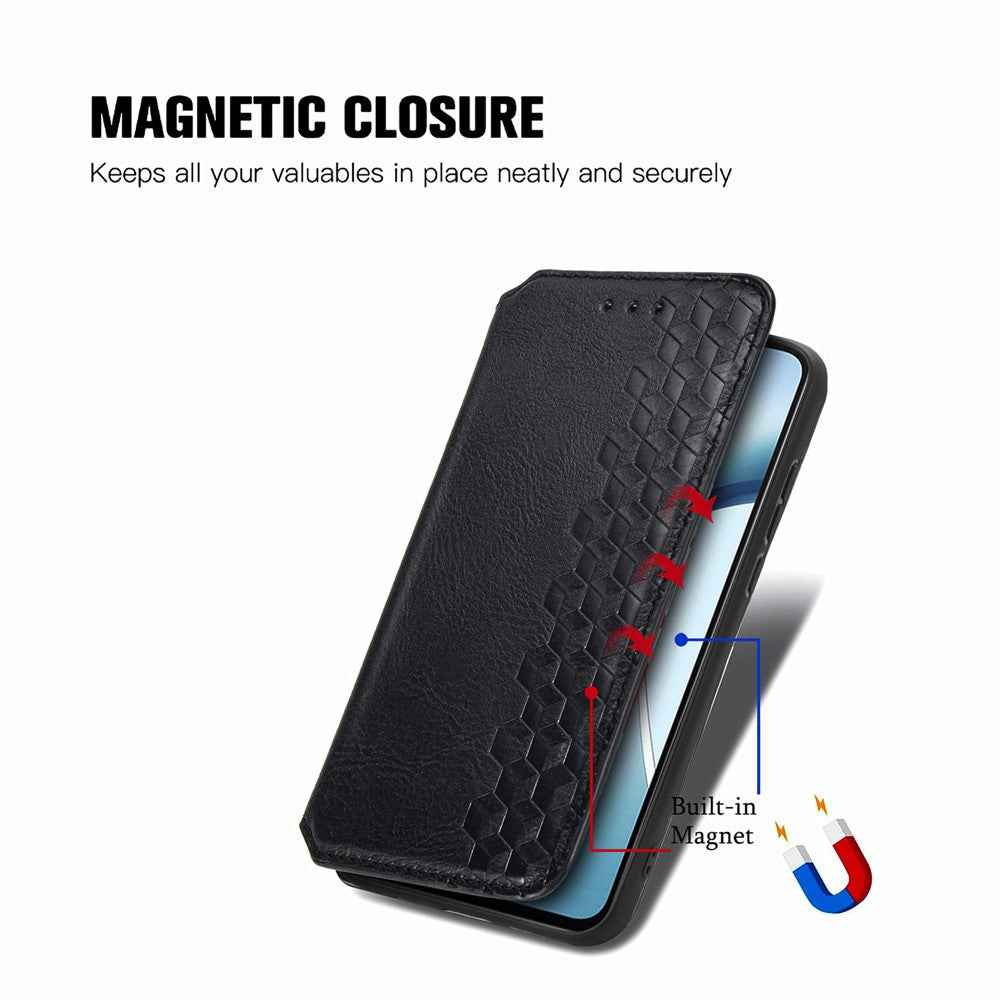 For Xiaomi 17 Pro Case Rhombus Imprint PU Leather Wallet Phone Cover - Black