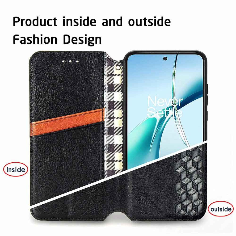For Xiaomi 17 Pro Case Rhombus Imprint PU Leather Wallet Phone Cover - Black