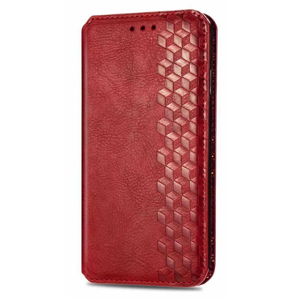 For Xiaomi 17 Pro Case Rhombus Imprint PU Leather Wallet Phone Cover - Red