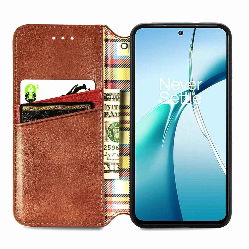For Xiaomi 17 Pro Case Rhombus Imprint PU Leather Wallet Phone Cover - Brown