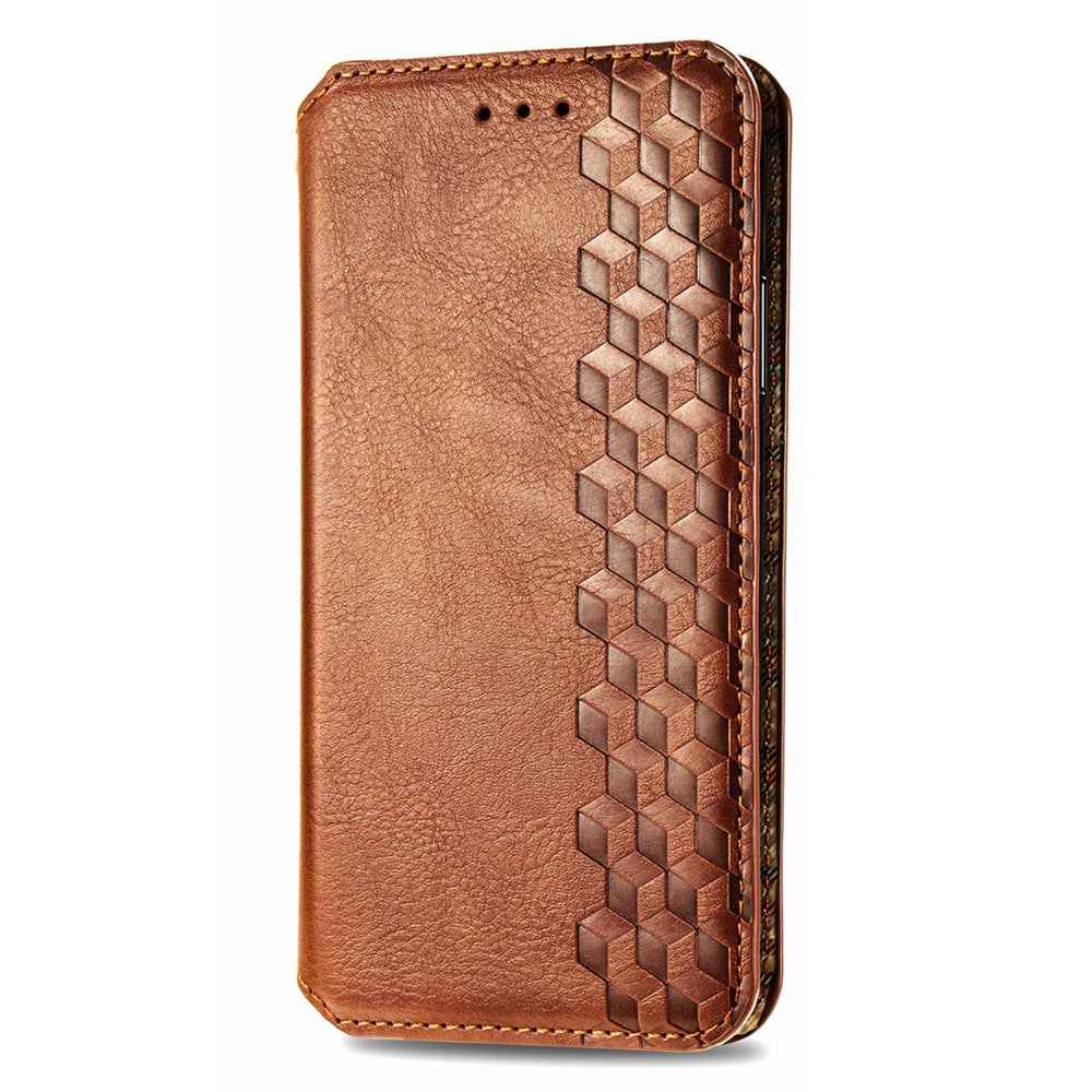 For Xiaomi 17 Pro Case Rhombus Imprint PU Leather Wallet Phone Cover - Brown