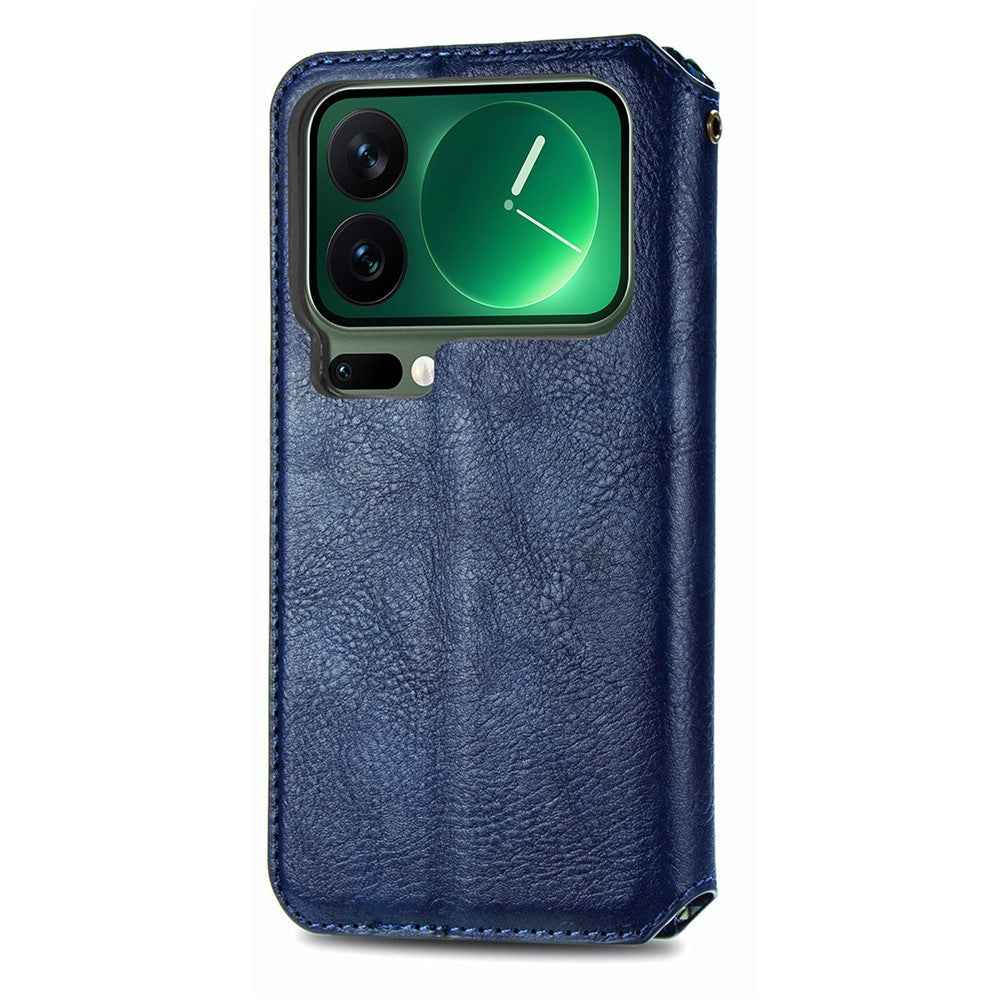 For Xiaomi 17 Pro Case Rhombus Imprint PU Leather Wallet Phone Cover - Blue