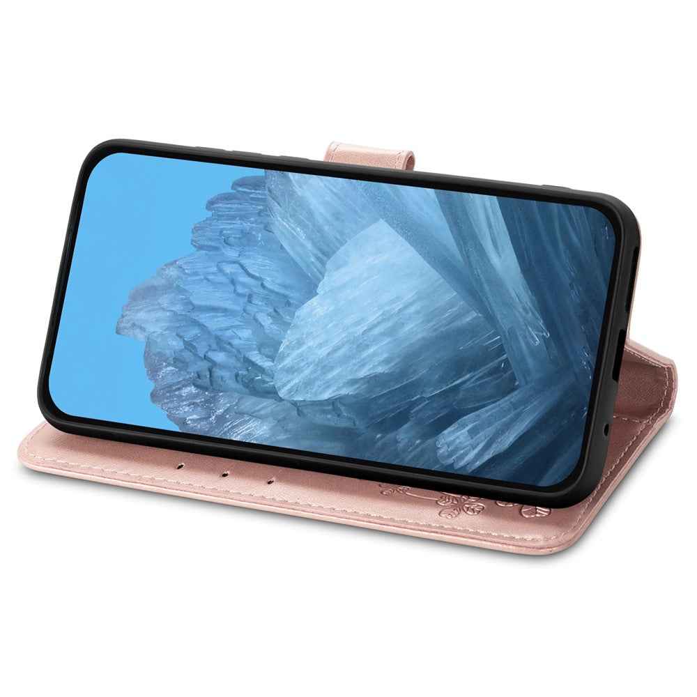 For Xiaomi 17 Pro Leather Case Four-Leaf Clover Wallet Phone Cover - Rose Gold